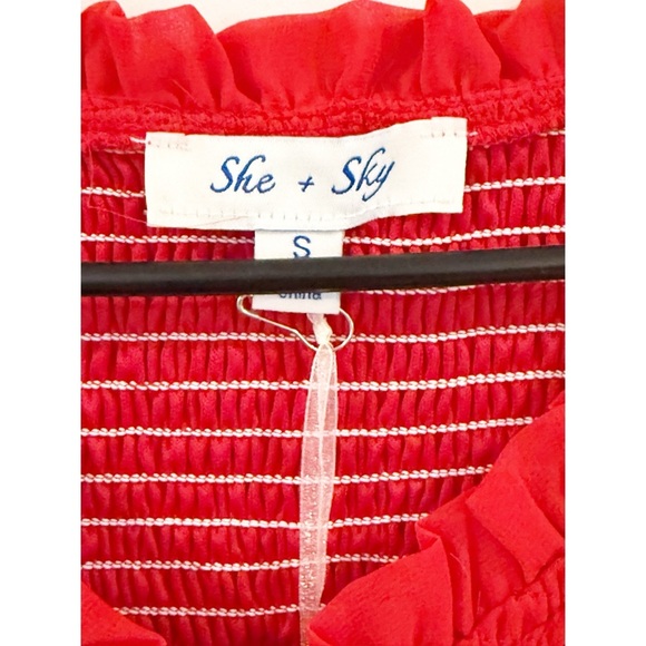 NWT SHE and SKY size S The Best Around Red Swiss Dot Blouse - Picture 5 of 9